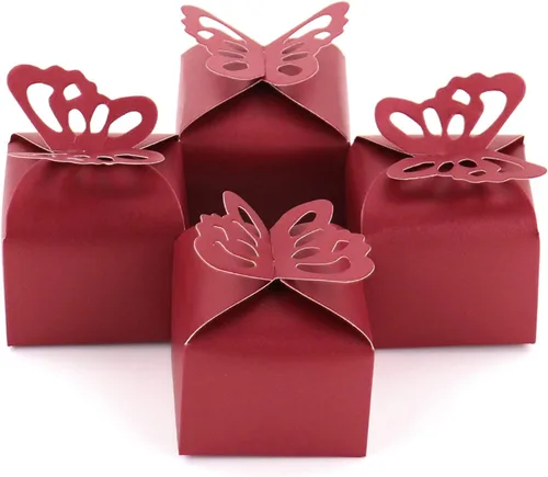 Vista 10 de Kslong 50 cajas de regalo de mariposa rosa para niña, baby shower, mariposa, caja de caramelos, decoración de fiesta, boda, cumpleaños, pequeñas