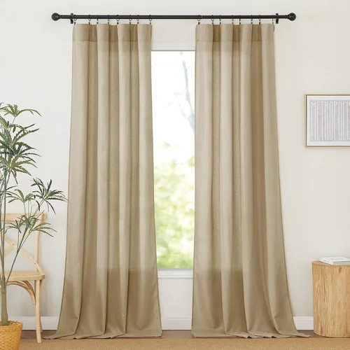 Vista 89 de RYB HOME - Cortinas de lino texturizado semitranslúcidas, privacidad media, filtro de luz, decoración de ventana para dormitorio/baño/sala de estar