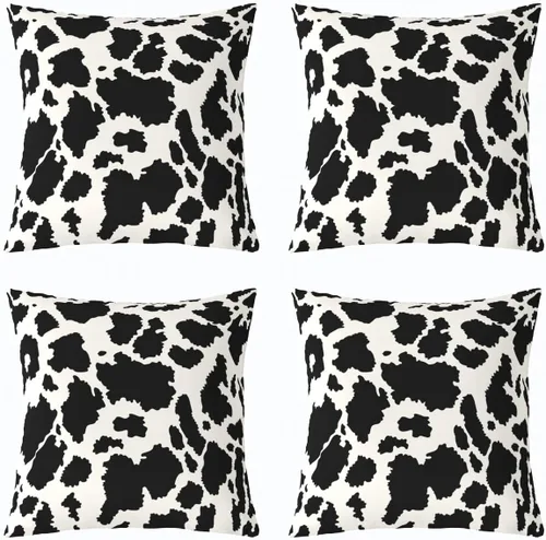 Vista 26 de Juego de 4 fundas de almohada con estampado de piel de vaca de 16 x 16 pulgadas, fundas de cojín de piel de vaca para sala de estar, dormitorio