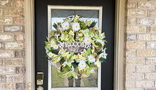 Vista 4 de XL Welcome Y'all Lemon & Daisy Summer & Spring Deco Mesh Front Door Wreath, Porch Patio Home Decor, Handmade, Unique Gift Idea for Her