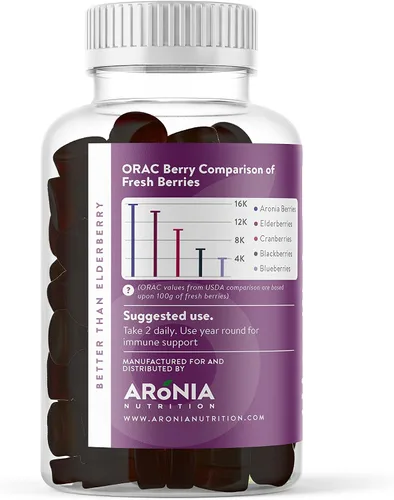 Vista 2 de Aronia SuperBerry - Gomitas de apoyo inmunológico diario, ricas en antioxidantes, mejor que la baya del saúco, gran sabor a bayas naturales, 60