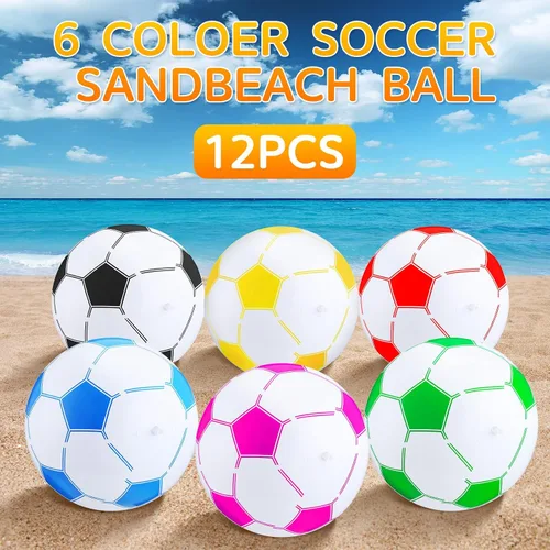 Vista 6 de Hungdao Pelota de fútbol inflable de 16 pulgadas, juguetes de playa grandes, multicolor a granel, pelotas de fútbol inflables, juegos de agua