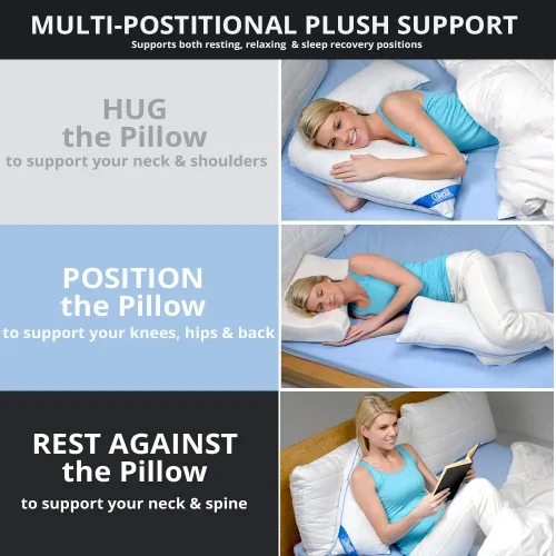 Vista 5 de Almohada de soporte para cama y cuerpo en forma de L Contour para personas que duermen de lado Almohada de alivio multifuncional para hombros