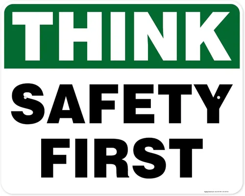 Vista 15 de Think Safety First Sign, 10 x 7 pulgadas, libre de óxido, aluminio 040, resistente a la decoloración, fabricado en Estados Unidos por My Sign Center