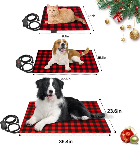 Vista 6 de Almohadilla térmica para mascotas, cama para gatos con temperatura ajustable con temporizador, cama térmica impermeable para perros con cable