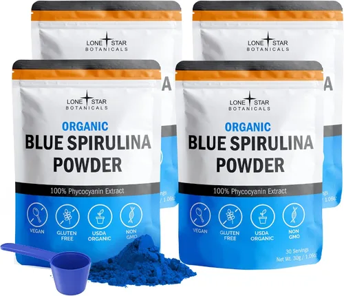 Vista 12 de Polvo de espirulina azul orgánico, 100% puro superalimento de algas azul-verdes, sin olor a pescado, colorante natural para batidos y bebidas