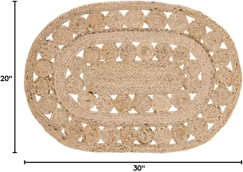 Vista 3 de VHC Brands 10713 - Alfombra ovalada de yute para cabina de té, Tela