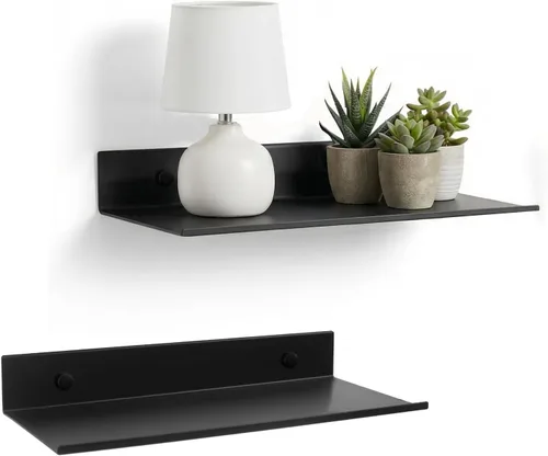 Vista 14 de Z metnal Estantes flotantes pequeños, mini estante de metal para pared, aluminio, montado en la pared y sin taladro, negro, 4.7 pulgadas, paquete