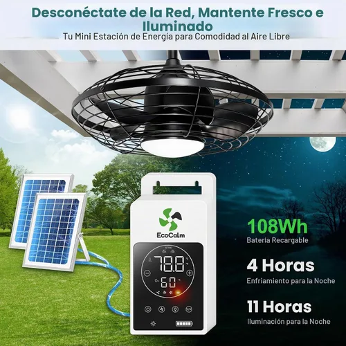 Vista 3 de Luz solar para ventilador de techo al aire libre con termostato