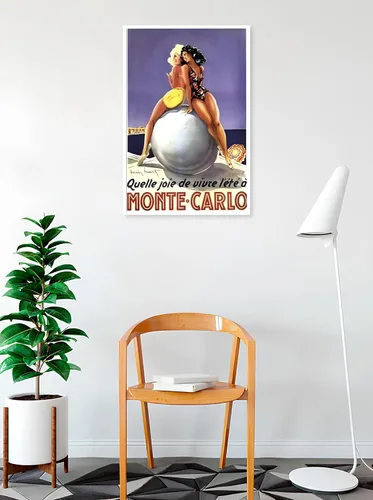 Vista 2 de buyartforless Monte Carlo Beach Babes Quelle Joie de Vivre Vintage Publicidad 36x24 Póster de impresión artística Señoras en la playa Trajes de baño