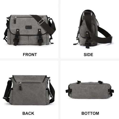 Vista 6 de Bolso de mensajero para hombre resistente al agua unisex bolsas de mensajero vintage para mujer bolsa de laptop de 14 pulgadas y 156 pulgadas
