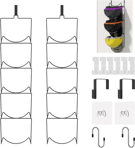Vista 9 de LINFIDITE Paquete de 10 soportes para colgar sombreros, organizador flexible con múltiples ganchos, montado en la pared, sobre la puerta, para gorra