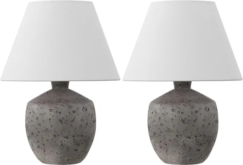 Vista 8 de JONATHAN Y JYL5606A-SET2 Myron 18" lámpara de mesa minimalista escandinava de efecto hormigón, resina/hierro LED para recámara, sala, oficina