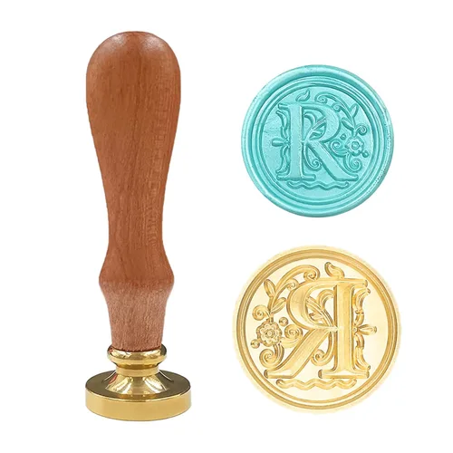 Vista 18 de Sello medieval tradicional de cera del alfabeto, con cabeza de latón, con mango de madera, para tarjetas, sobres, regalo (letra A)