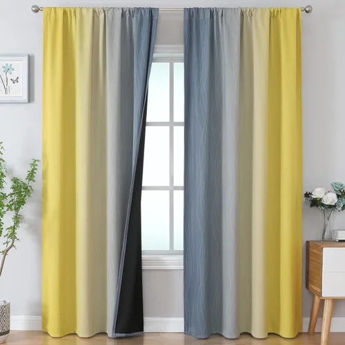 Vista 81 de Estelar Textiler Cortinas oscurecedoras beige y blanco grisáceo de 45 pulgadas de largo, cortinas graduadas con bloqueo de luz para baño, cortinas
