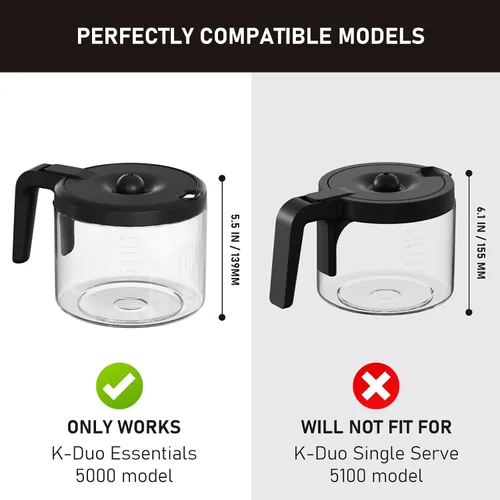 Vista 2 de Repuesto de cafetera de 12 tazas compatible con los modelos Keurig 5000 K-Duo Essentials y K-Duo Essentials para cafeteras calientes y frías