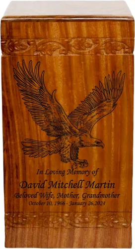 Vista 14 de Urna de cremación de madera, urna funeraria humana de gran tamaño con personalización (mariposas)