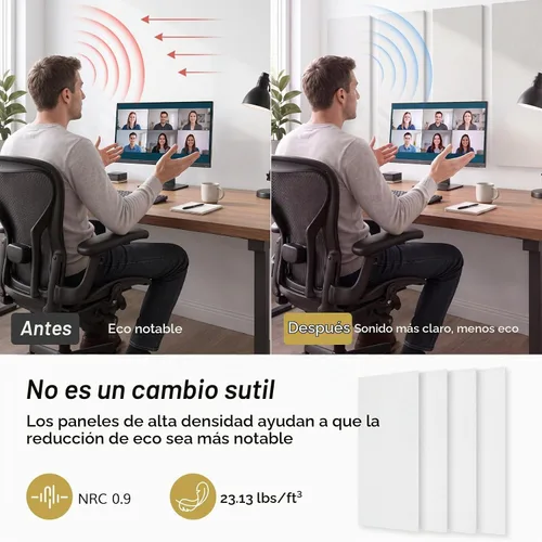 Vista 2 de TONOR Paneles acústicos grandes autoadhesivos, 4 paneles absorbentes de sonido de 44.1 x 21.7 pulgadas, paneles acústicos para decoración de paredes