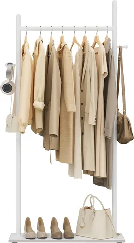 Vista 11 de Nianerfaya Perchero con 2 ganchos, almacenamiento de ropa de pie para interiores, perchero para colgar ropa para dormitorio, perchero de metal
