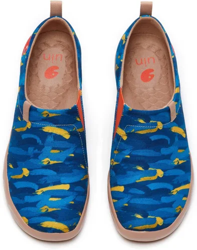 Vista 87 de UIN Zapatos de viaje para caminar para hombre, sin cordones, de lona, informales, ligeros, cómodos y modernos, diseño de perritos felices Ahhhhh