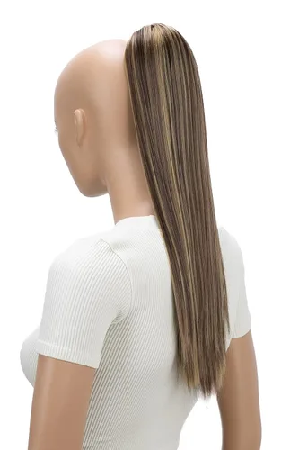 Vista 8 de CAISHA Extensión de cola de caballo de 22" con cordón voluminoso Straigtht negro-marrón PH503