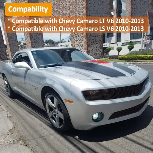 Vista 3 de Combo de rejilla frontal negra Billet para Chevy Camaro LT/LS V6 Phantom estilo principal superior inferior parachoques aluminio Billet Grill