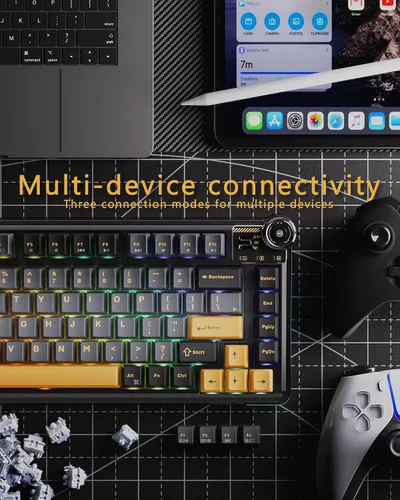 Vista 6 de AU75 Teclado mecánico intercambiable en caliente para juegos RGB inalámbrico 75%