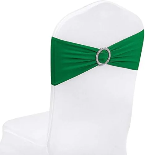 Vista 17 de Peomeise - 25 bandas elásticas de elastano negro para sillas con hebilla deslizante, para decoración de bodas y fiestas