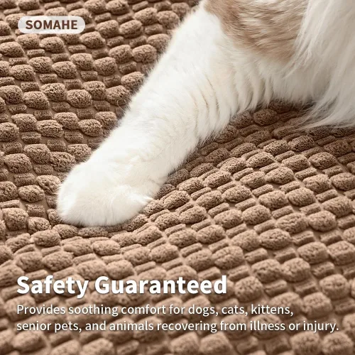 Vista 4 de SOMAHE Tapete plano para cama para gatos, forro polar de burbujas suaves Café