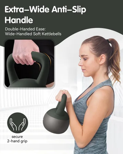 Vista 4 de Soft Kettlebell - Cushioned Impact-Resistant Base and Anti-Slip, Kettle bell Anti-Slip Grip Weight for Home Workouts, Safe Strength Training