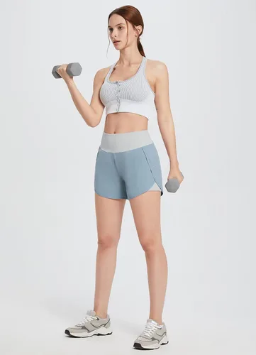 Vista 5 de BALEAF Women's 2 in 1 Running Athletic Shorts with Liner Lightweight Quick-Dry Workout Active Yoga Shorts with Pockets