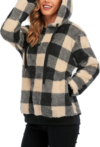 Vista 26 de Century Star Sudadera deportiva mullida de vellón con capucha para mujer de talla extragrande con bolsillos