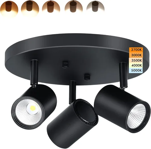 Vista 10 de CLOUDY BAY Lámpara de techo LED de montaje empotrado, CRI90+ 9W 3000K 4000K 5000K seleccionable regulable, cabezal de luz de pista de techo