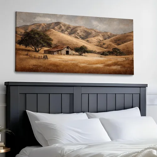 Vista 3 de 30"x 60" Canvas Wall Art Rustic Farmhouse Vintage Barn Country Field Landscape Rolling Hills Framed Pictures Painting Print Large Wall Art for