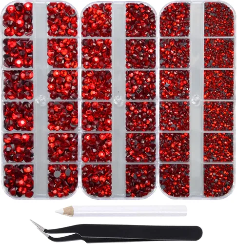 Vista 10 de Massive Beads Más de 9500 diamantes de imitación termoadhesivos redondos de vidrio con parte trasera plana para hacer tú mismo con 1 pinza y 1 12