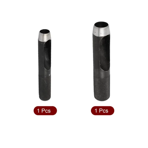 Vista 3 de uxcell 2pcs 0.591 in & 0.472 in Dia Metal Knurled Shank Hollow Hole Punch para correa de junta de cuero
