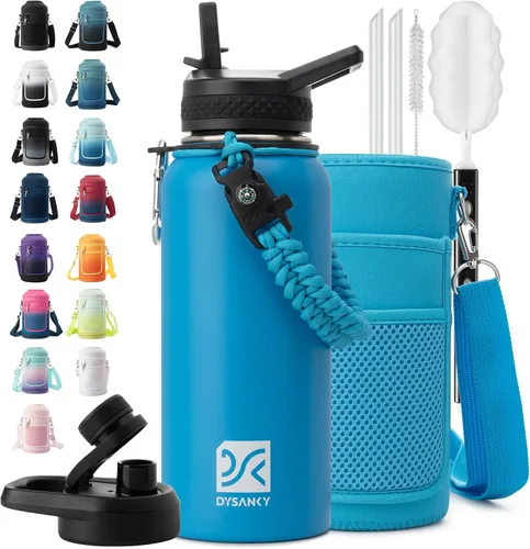 Vista 20 de DYSANKY Botella de agua aislada de 32 onzas, metal al vacío de acero inoxidable grueso, jarra de agua deportiva portátil para gimnasio y senderismo