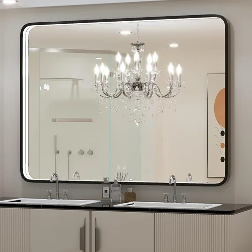 Vista 12 de Espejo Redondo Retroiluminado LED de 32 Pulgadas para Tocador, Espejo de Baño Iluminado Regulable 6000K Montado en Pared con Luces, Antivaho