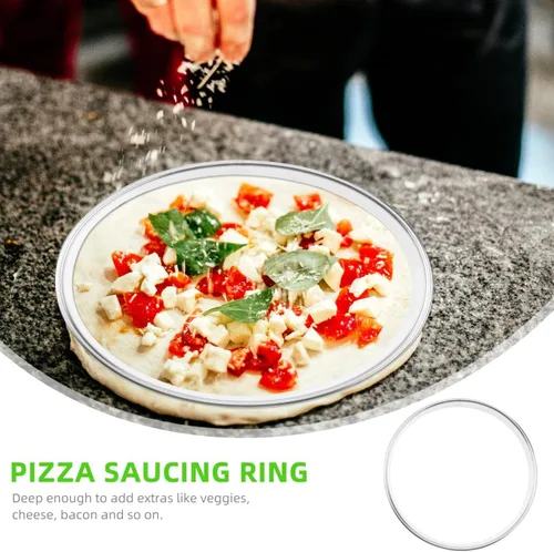 Vista 4 de BESTonZON Anillo de cocina para salsa de pizza de 6.88 pulgadas, herramienta para hornear de acero inoxidable con borde profundo para untar salsa