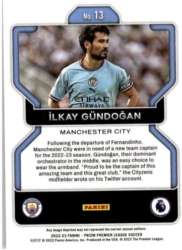 Vista 2 de 2022-23 PANINI PRIZM PREMEIR LEAGUE #13 ILKAY GUNDOGAN MANCHESTER CITY FOCCER OFICIAL COLECCIÓN DEL PRO