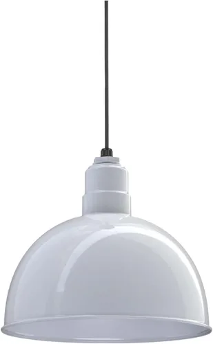 Vista 76 de Steel Lighting Co. Colgante de cuenco rosa Lámpara montada en el techo Cúpula de 15 pulgadas vástago de 12 pulgadas Estilo granero de acero