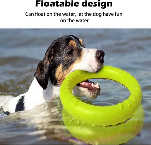 Vista 5 de Disco Volador Flotante Duradero Indestructible para Perros Grandes, Juguetes de Anillo para Masticadores, Piscina, Natación, Lanzamiento, Atrapar