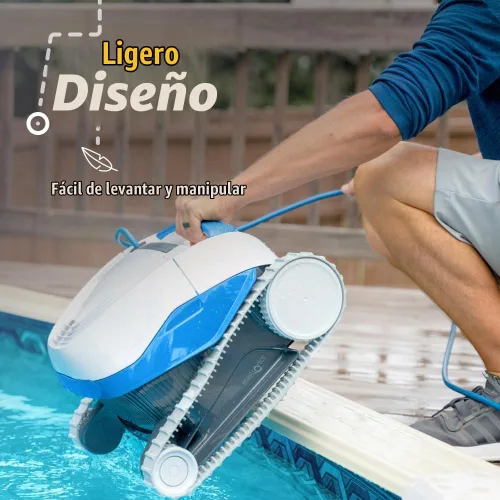 Vista 7 de Dolphin Proteus DX1 - Aspiradora robótica automática para piscinas, cepillo de limpieza activo, acceso a filtros de carga superior, ideal