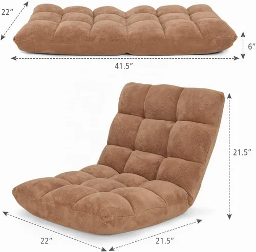 Vista 2 de S AFSTAR Silla de Piso Acolchada, Reclinable Perezosa Acolchada Ajustable de 14 Posiciones con Cómodo Soporte de Espalda y Funda Amigable