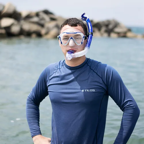 Vista 2 de Tilos Máscara Morphi con buceo U-Pro II y paquete de aletas OH de escapada
