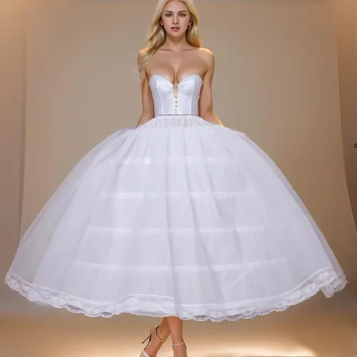 Vista 2 de BBSET Falda de crinolina hinchada de tul para mujer, con 6 argolla y 2 bolsillos, falda larga para quinceañera, boda, vestido de novia, vestido
