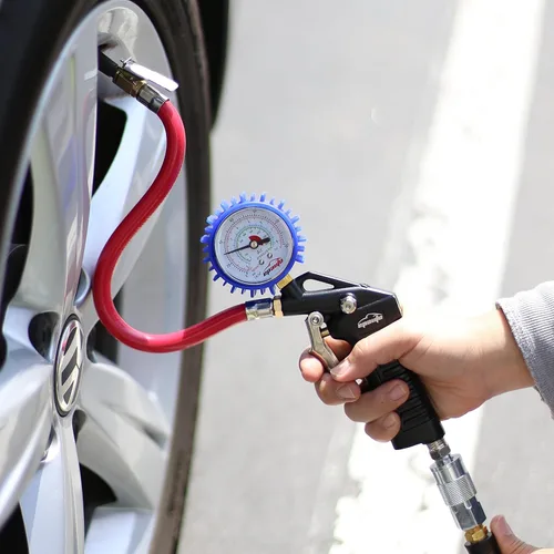 Vista 2 de Cargas pesadas120 PSI Medidor de Inflador Epauto de neumáticos, con manguera y conector rápido con enchufe industrial tipo D de conexión rápida