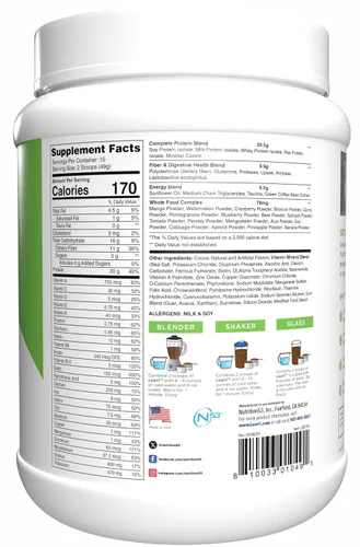 Vista 2 de LEAN1 polvo de proteína de reemplazo de comida, sabor chocolate, tubo de 15 porciones