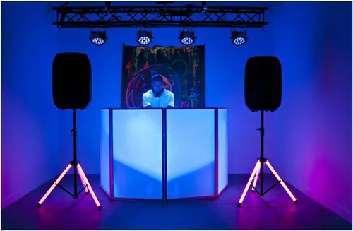 Vista 5 de American Audio Color Stand LED Color Cambio Trípode Pierna Altavoz Soporte con Control Remoto