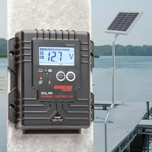 Vista 7 de Extreme Max 3006.9005 regulador de carga solar impermeable para 12V y 24V - 10A con pantalla digital